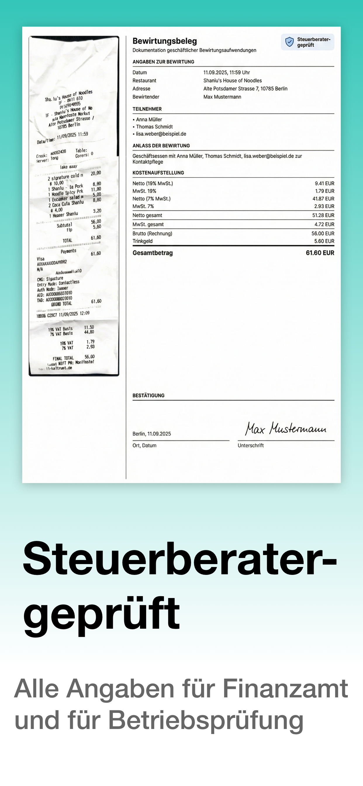 Bewirtung Belegscanner