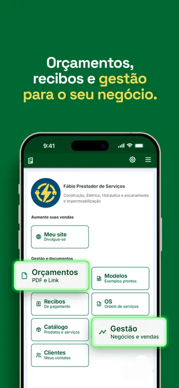 Fazer Orçamento PDF e Recibo screenshot 1 of 6