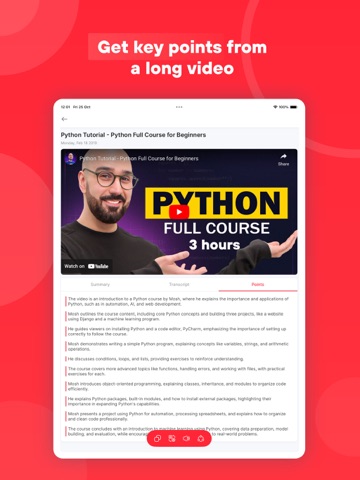 Live Video Summarizer: AI Tool iPad screenshot