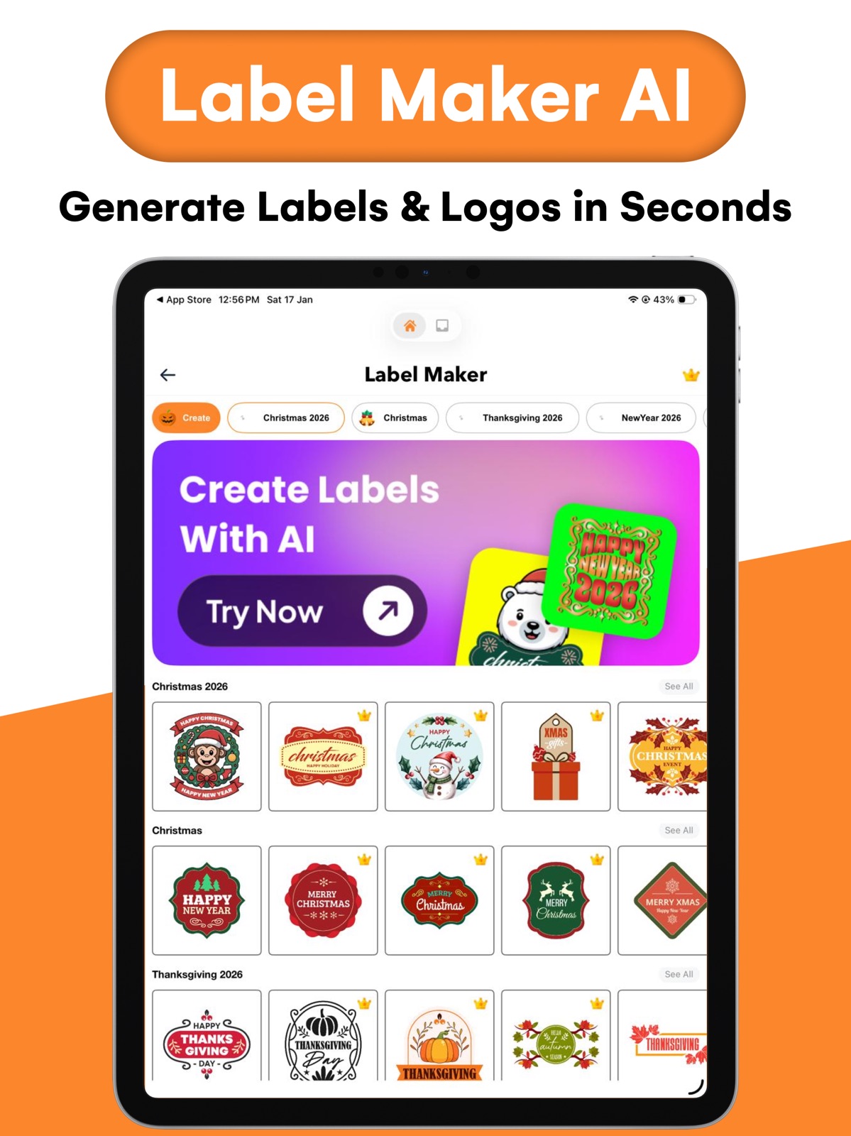 Label Maker: AI Design Creator ipad screenshot 1