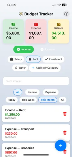 SmartBudget Pro iPhone Ekran Görüntüsü 1