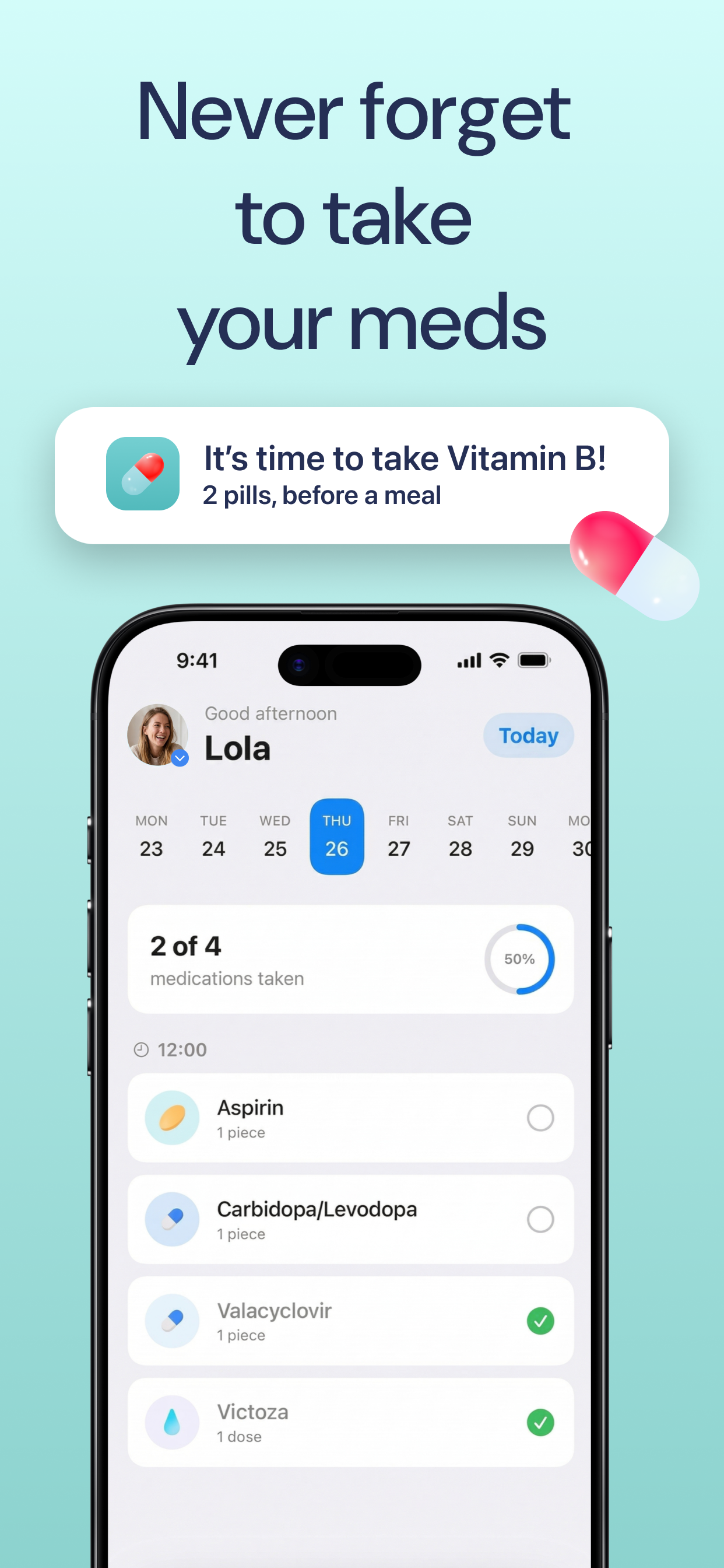 Pill Reminder ◐ Med Tracker