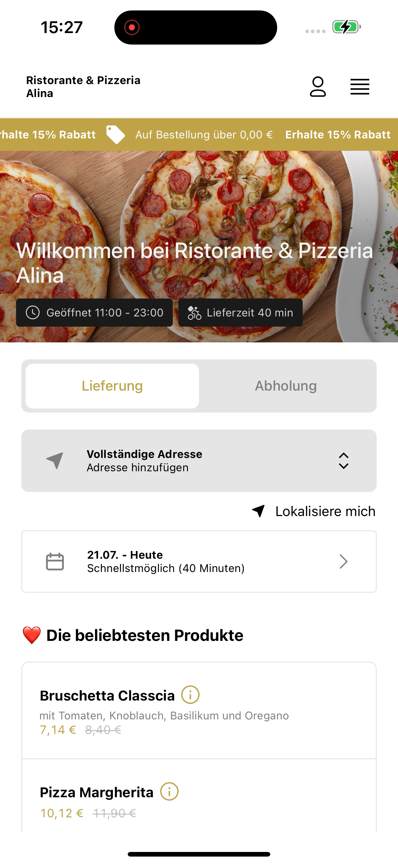 Ristorante & Pizzeria Alina screenshot 2