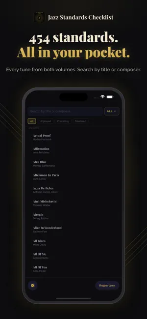 Jazz Standards Checklist screenshot 1
