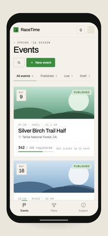 Manage race with RaceTime Screenshot 1 of 5