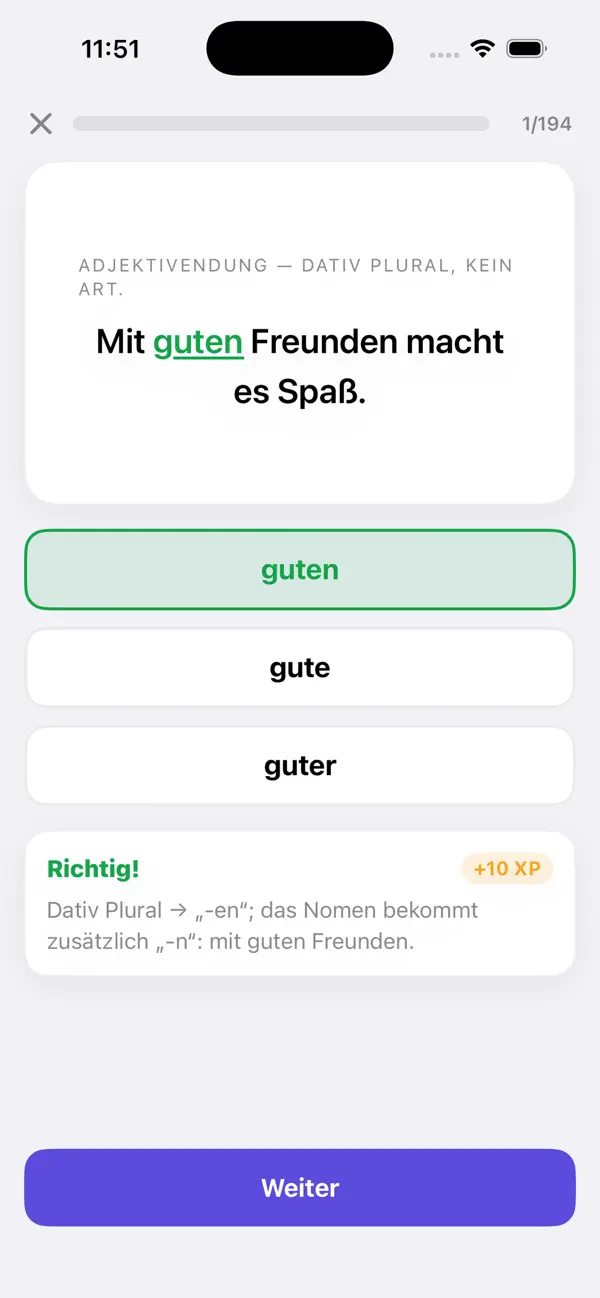 Screenshot #2 pour Artikel, Kasus & Satzbau