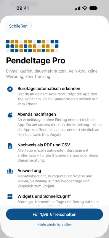 Pendeltage: Homeoffice-Tracker screenshot 5 of 5