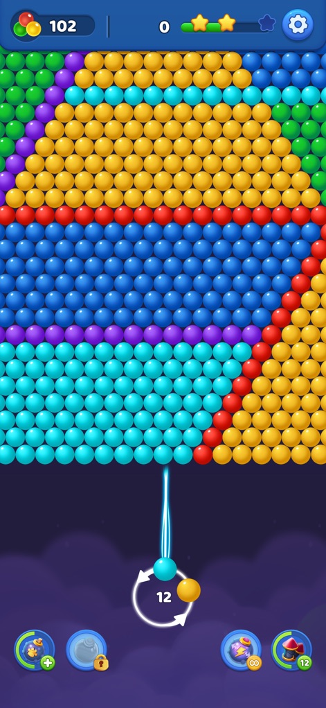 Bubble Pop！Bubble Shooter Game - Discover new bubble varieties like the striking teal bubbles and utilize the precise aiming trajectory to plan strategic shots.