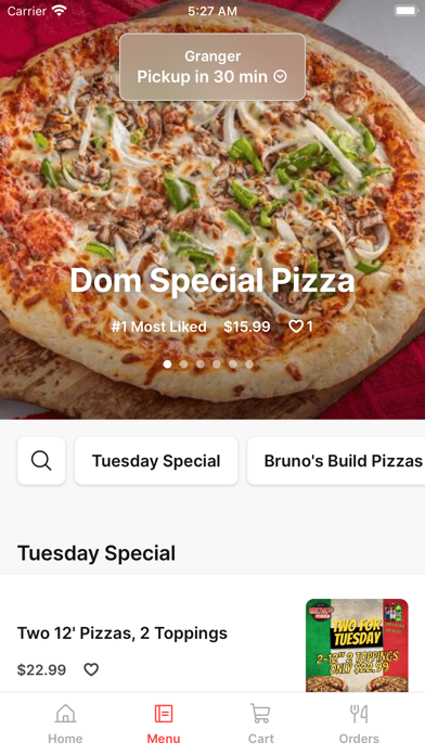 Bruno's Pizza Granger iPhone screenshot 2 - Food & Drink app