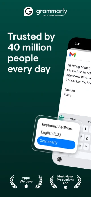 Grammarly: AI Keyboard & Voice App Store search result