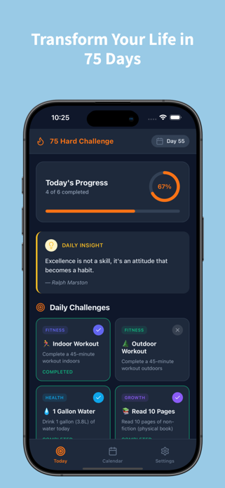 75 Hard Challenge - Tracker Screenshot 1 of 4