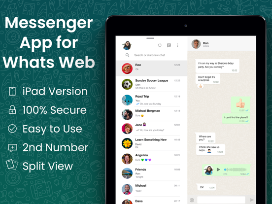 Messenger for WhatsApp Duo Web iPad app afbeelding 1