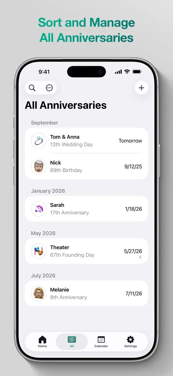 Screenshot #2 pour Anniversaries: Anniversary App