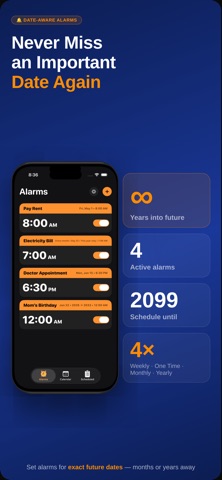 Date Alarm iPhone screenshot