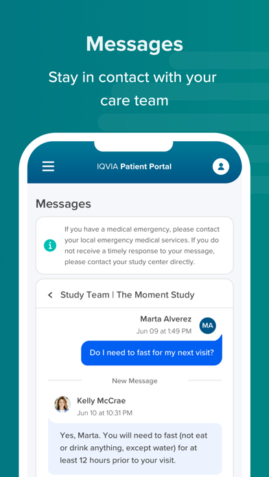 IQVIA Patient Portal Screenshot