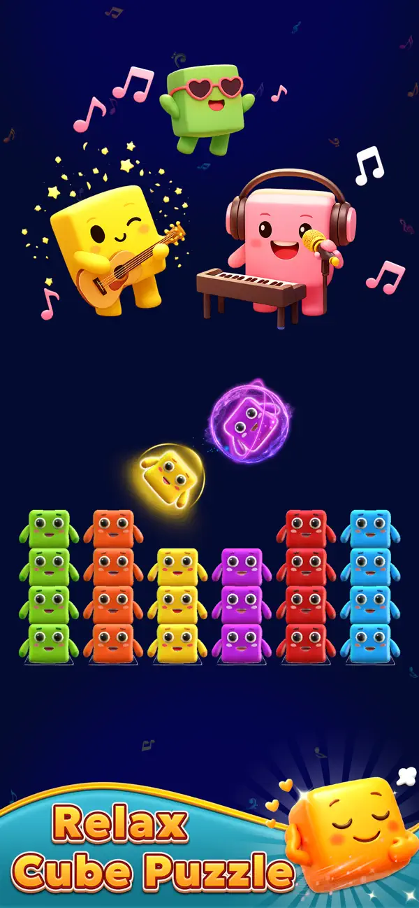 Screenshot #1 pour Singing Cubes Sort