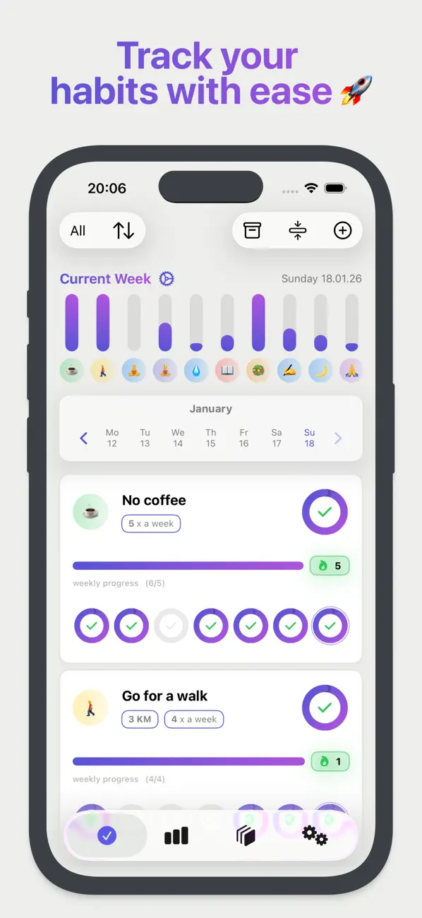 Screenshot #1 pour Habit Tracker - HabitBe
