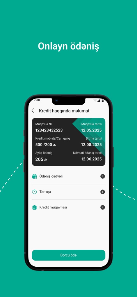 KredAqro - The app presents a comprehensive overview of active loan details, including the credit amount/current balance and direct access to payment schedules and the "Pay debt" button.