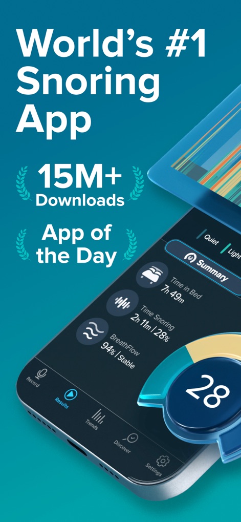 SnoreLab : Record Your Snoring - See the app's intuitive Summary dashboard and the prominent Snore Score, showcasing key metrics at a glance.