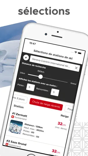 Capture d'écran de Snow-Forecast.com sur iPhone 6
