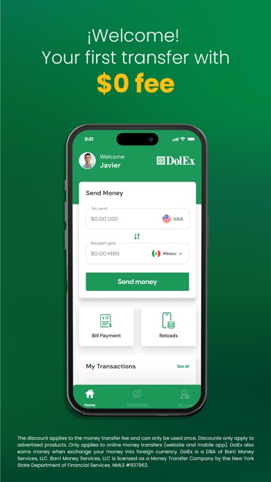 DolEx Money Transfer Screenshot