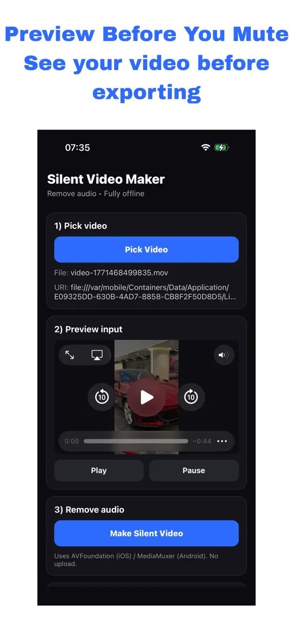 Screenshot #2 pour Silent Video – Remove Audio