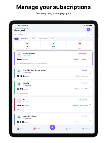 Trial Guard: Trial Tracker Screenshot 3