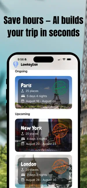 Lowkeytion - AI Trip Planner screenshot 1