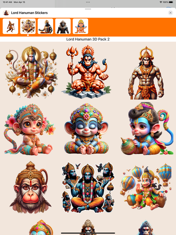 Lord Hanuman 3D Stickersのおすすめ画像2
