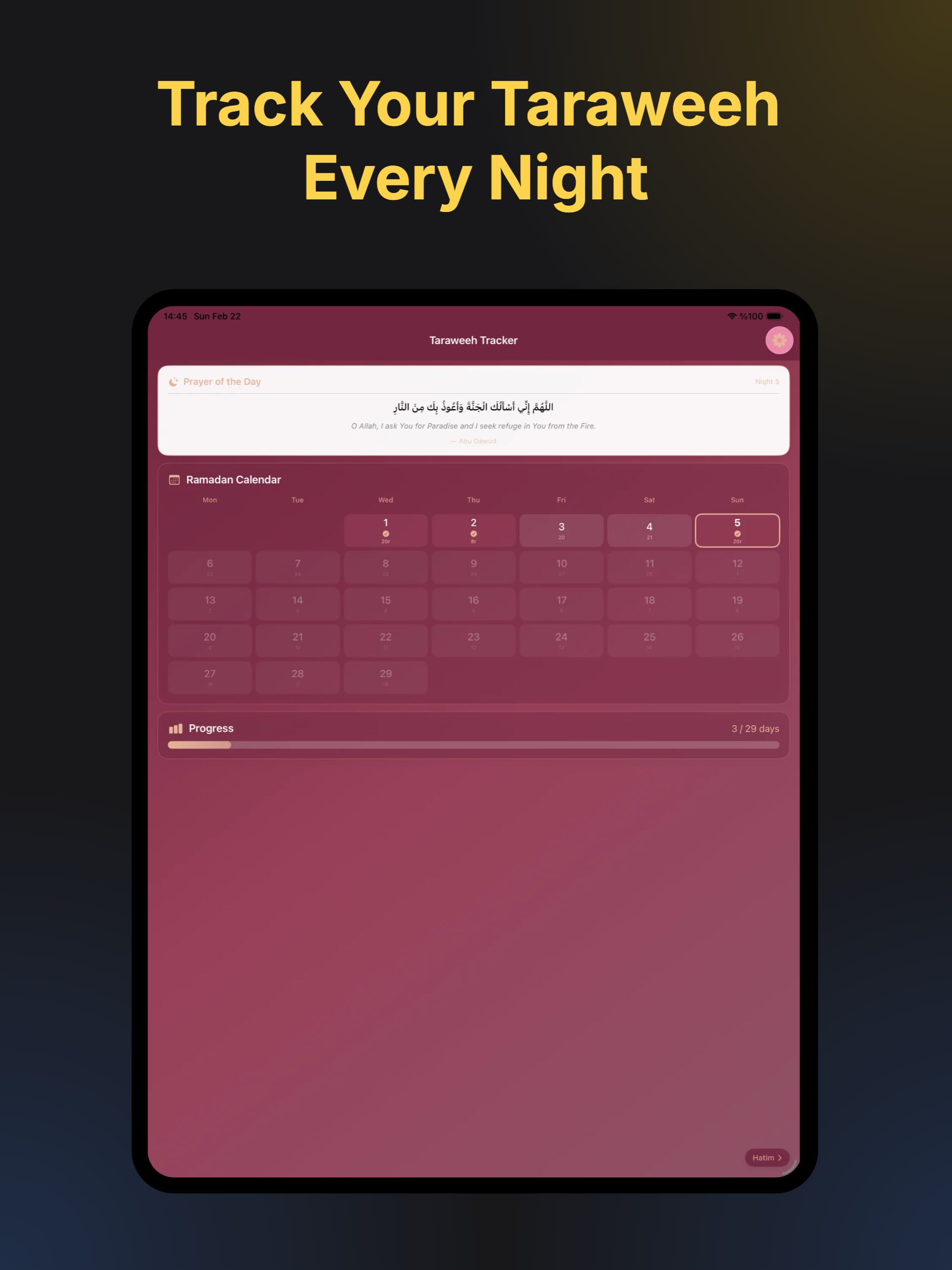 Taraweeh Rakaat Tracker