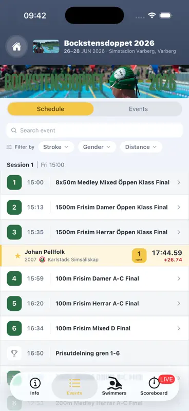 Swimify Livetiming screenshot 2 of 6