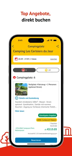 Screenshot von PiNCAMP Camping By ADAC auf dem iPhone 4