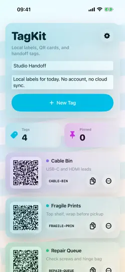 Captura de pantalla de TagKit Studio en iPhone 1