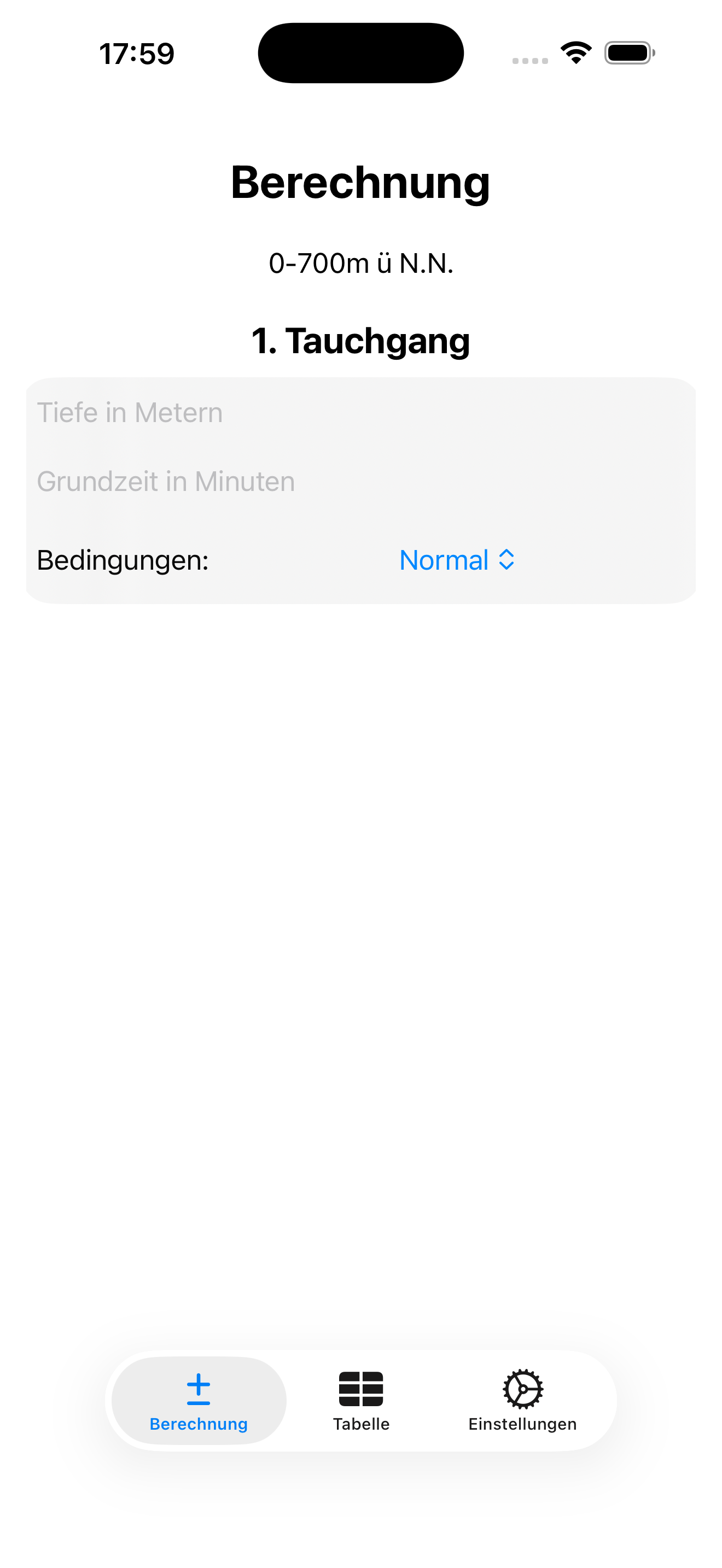 Tauchgangsberechnung