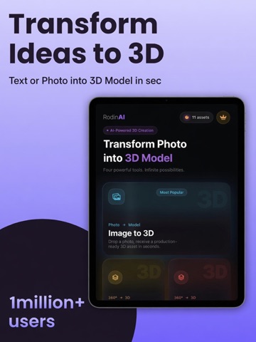 Rodin ai - 3D Model Generator iPad screenshot