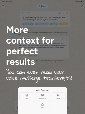 Subtext: AI Writing Assistant iPad screenshot