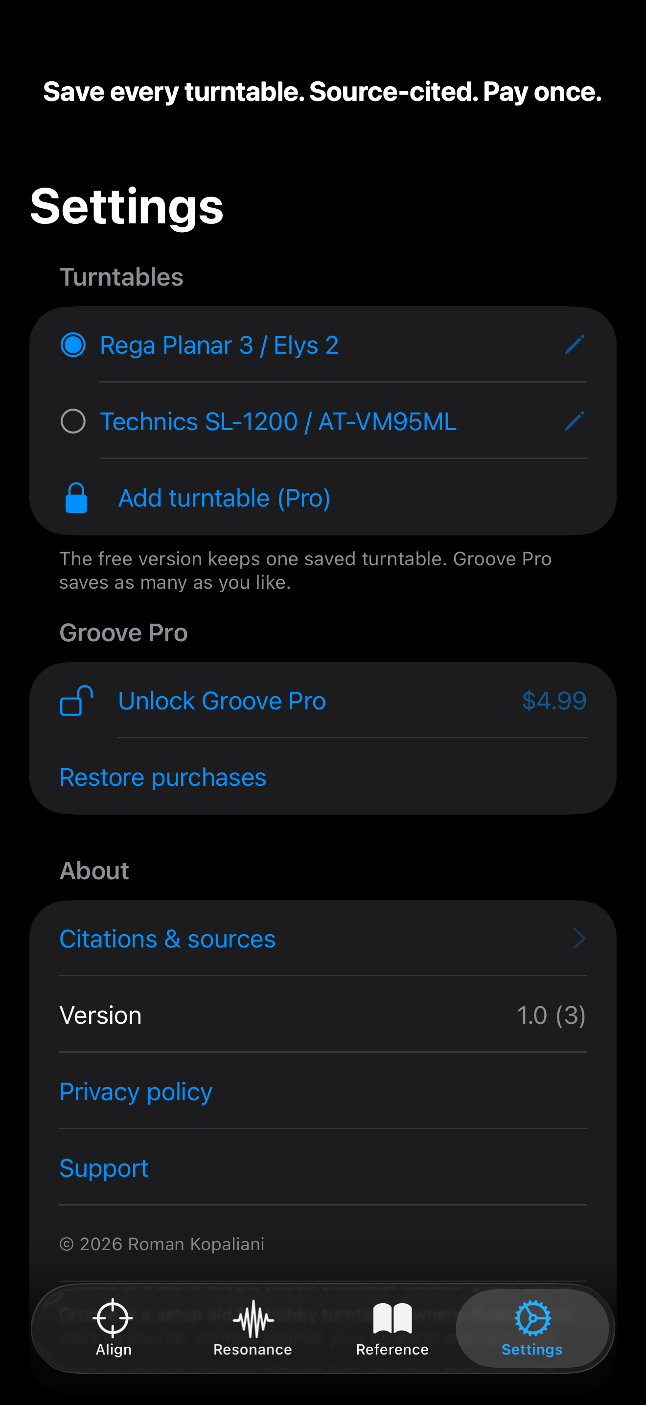 Groove: Turntable Setup Calc