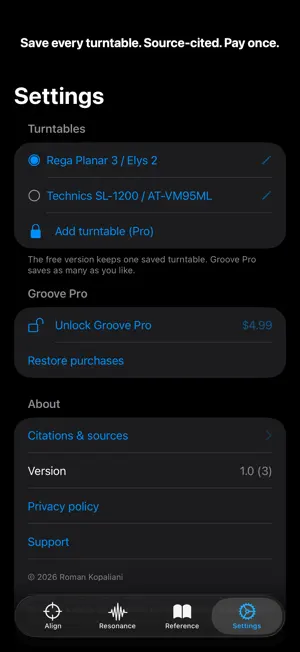 Groove: Turntable Setup Calc screenshot 4