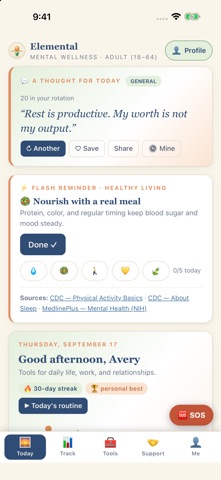 Elemental: Mental Wellness app screenshot
