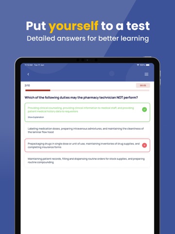 PTCE Practice Test iPad screenshot