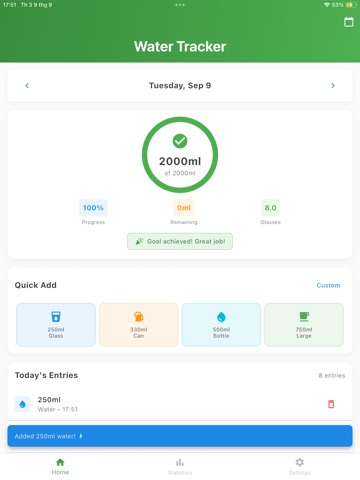 Daily Water & Tracker iPad screenshot