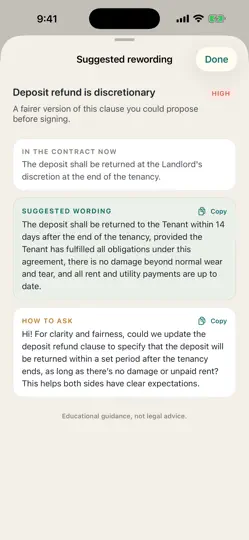 Capture d'écran de Versed: Contract Reader sur iPhone 2