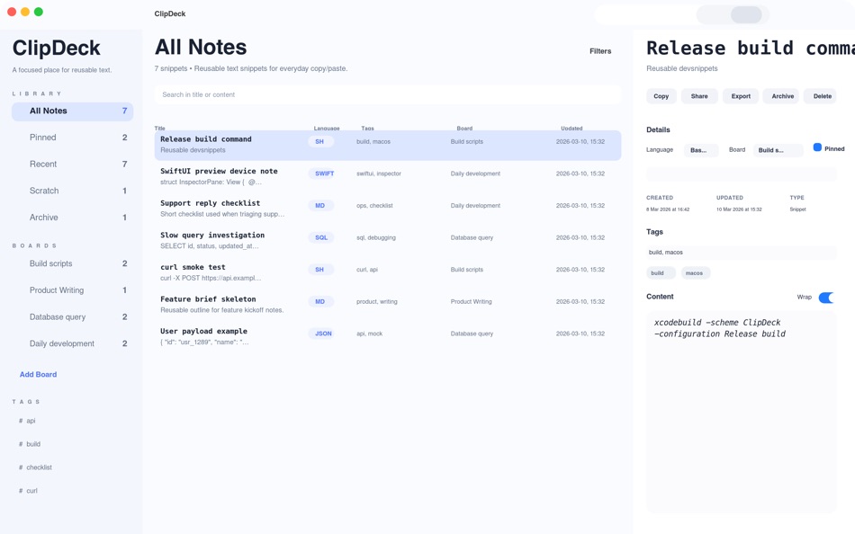#1. ClipDeck (macOS) Von: Patrick Lindborg