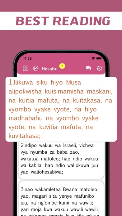 Biblia Takatifu in Swahili. Screenshot
