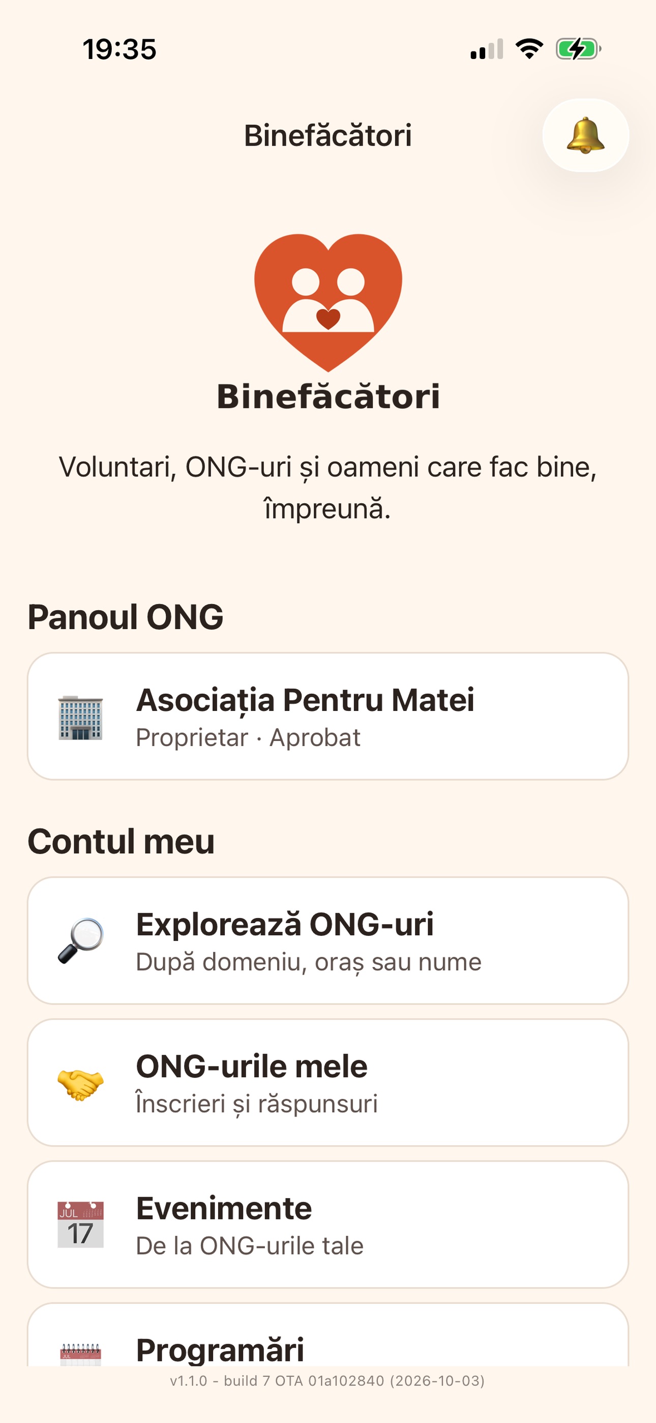 Screenshot 1 of Binefăcători – Voluntariat ONG