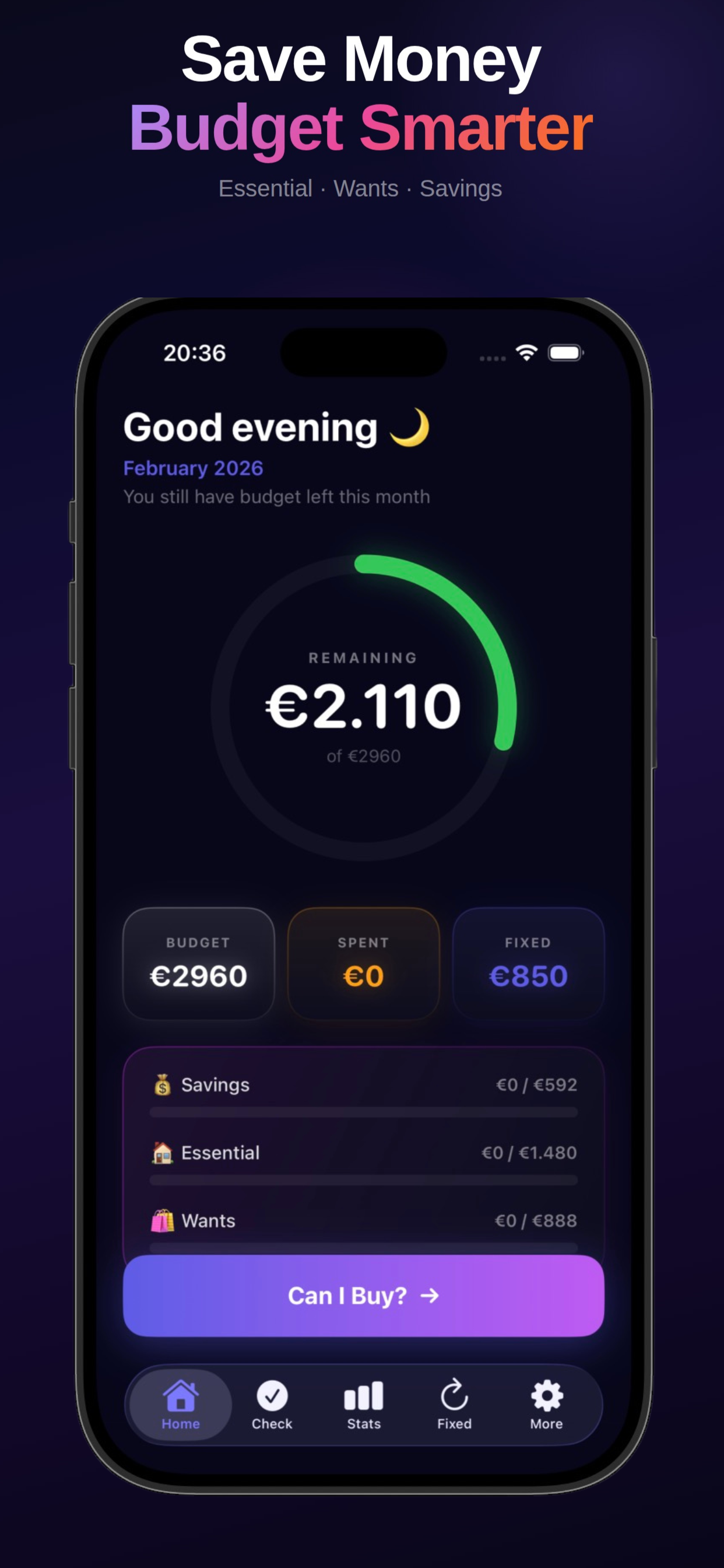 Can I Buy?  Budget Tracker