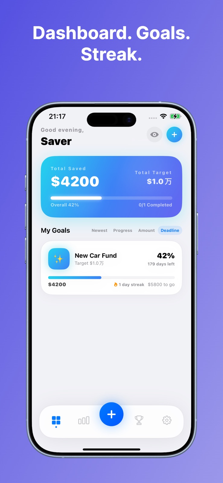 Savings goal - Budget Planner iphone screenshot 1