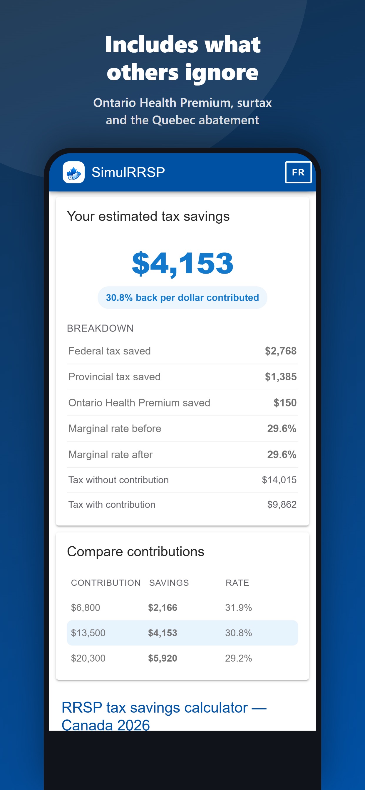 Screenshot 4 of SimulRRSP: RRSP Tax Calculator