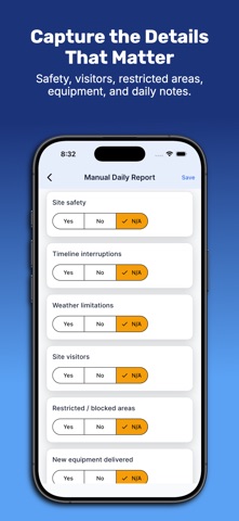Site Field Log: DailyReportr+ iPhone screenshot