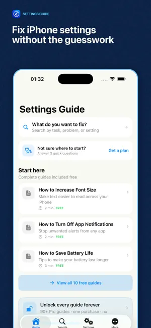 Settings Guide & Tips screenshot 1